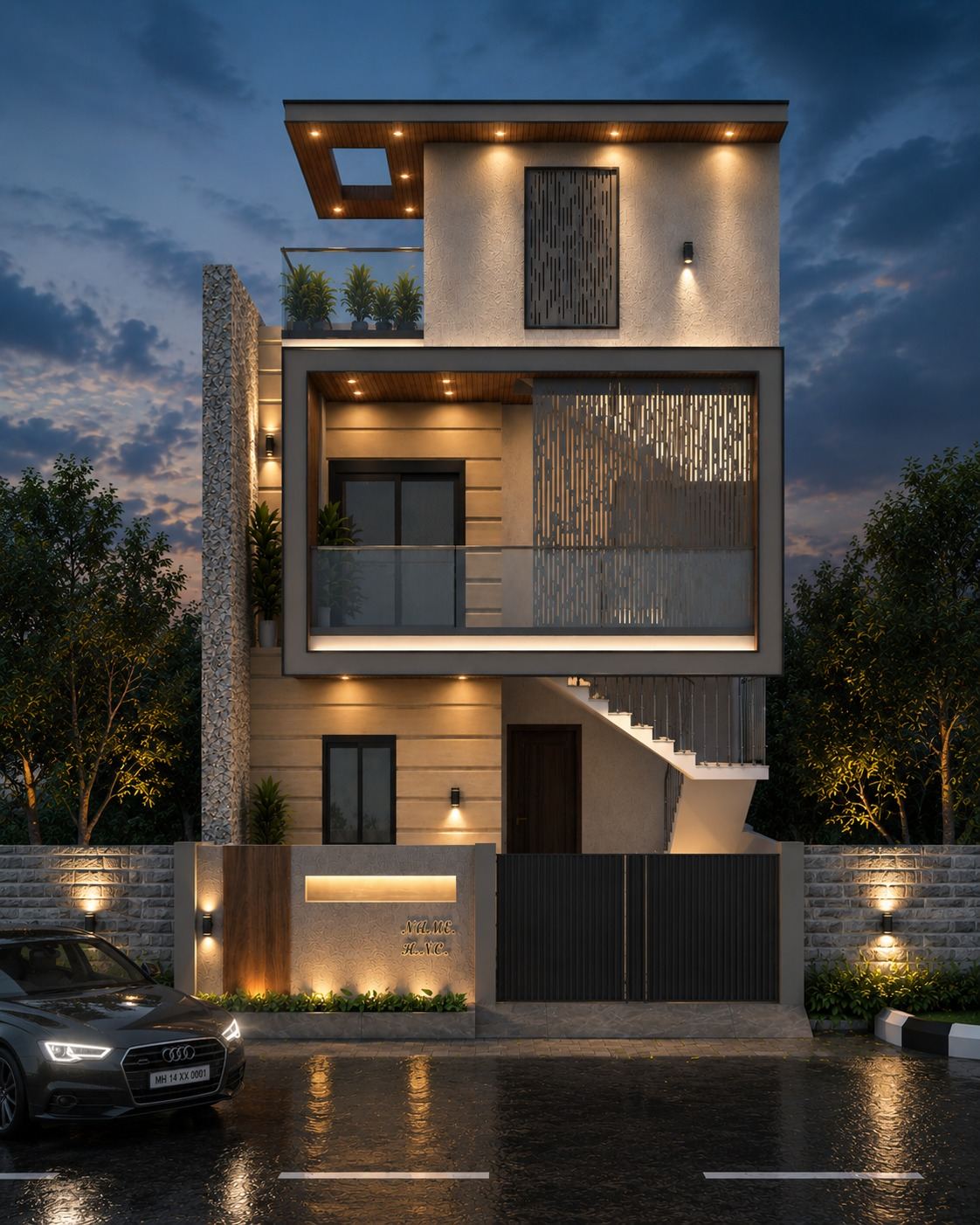 Design To Key Modern Villa Elevation
